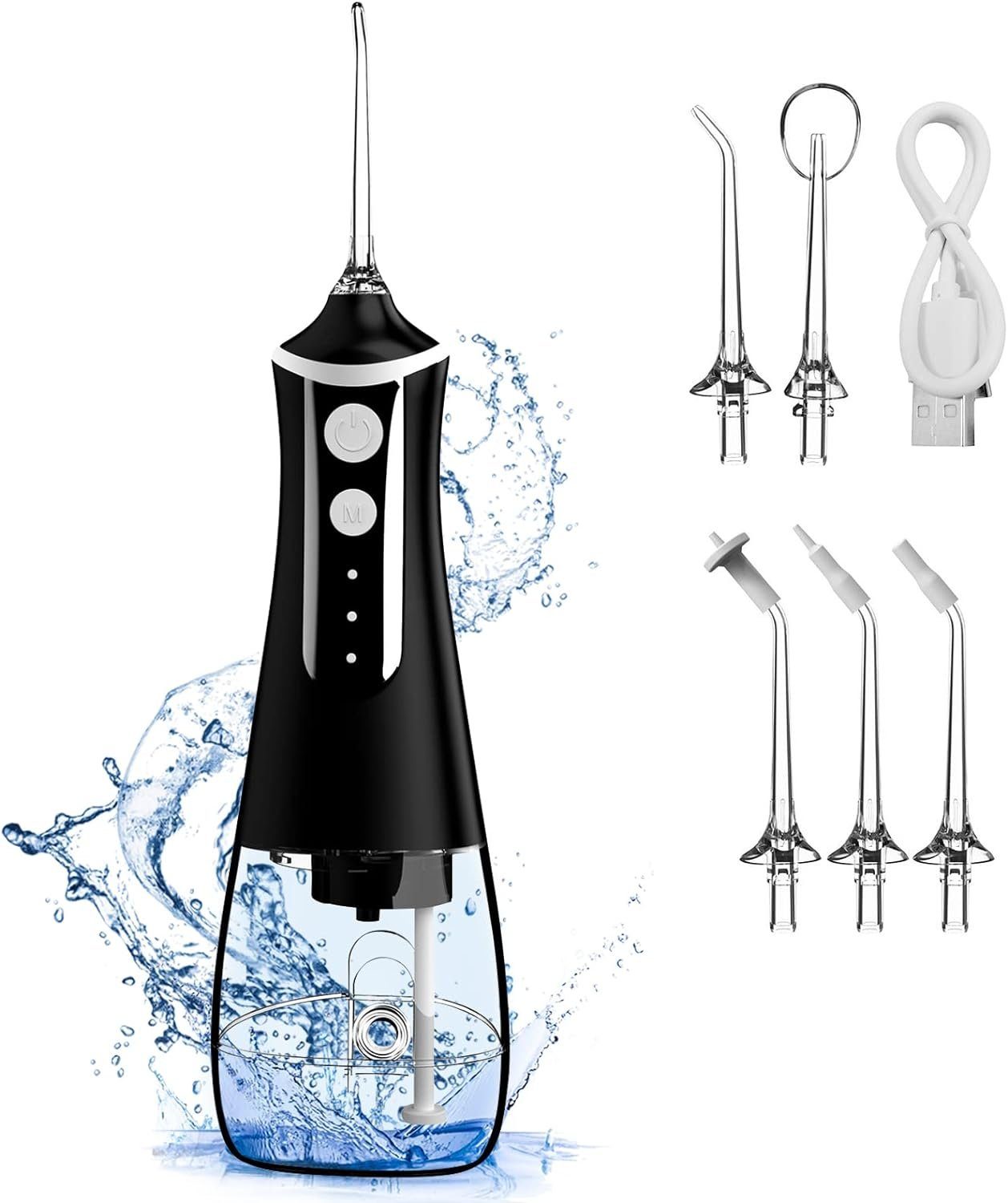 ASLENY Munddusche 300ml/10oz Wassertank, kabelloser professioneller Zahnreiniger, Wasserdicht, Wiederaufladbar, für Reisen und Zuhause