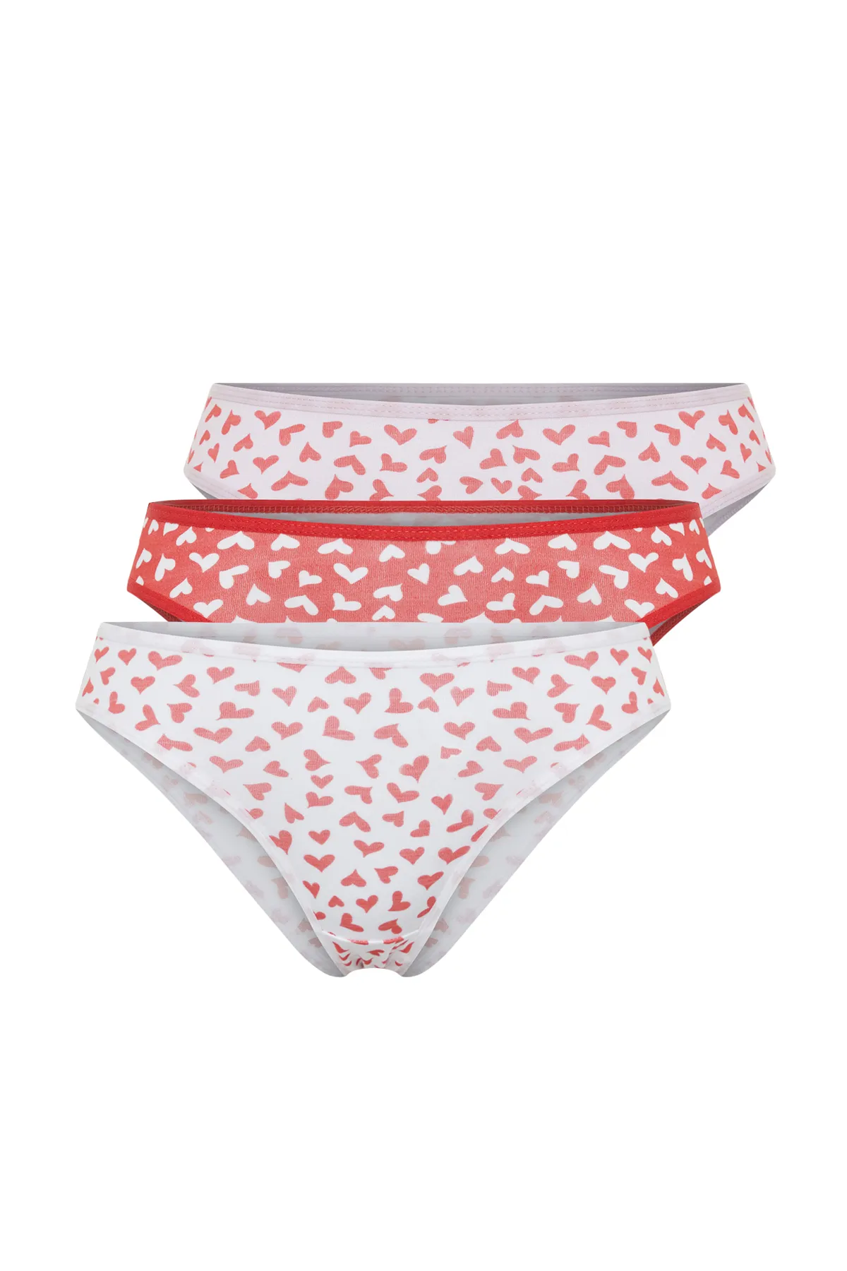 Trendyol Collection  Rot-Mehrfarbige brasilianische Strickhöschen aus Baumwolle im 3er-Pack THMAW24KU00010