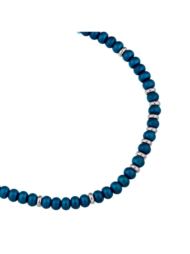 True Rebels Armband Edelstahl Textil (schwarz) Hämatit blau in blau günstig kaufen 16 cm