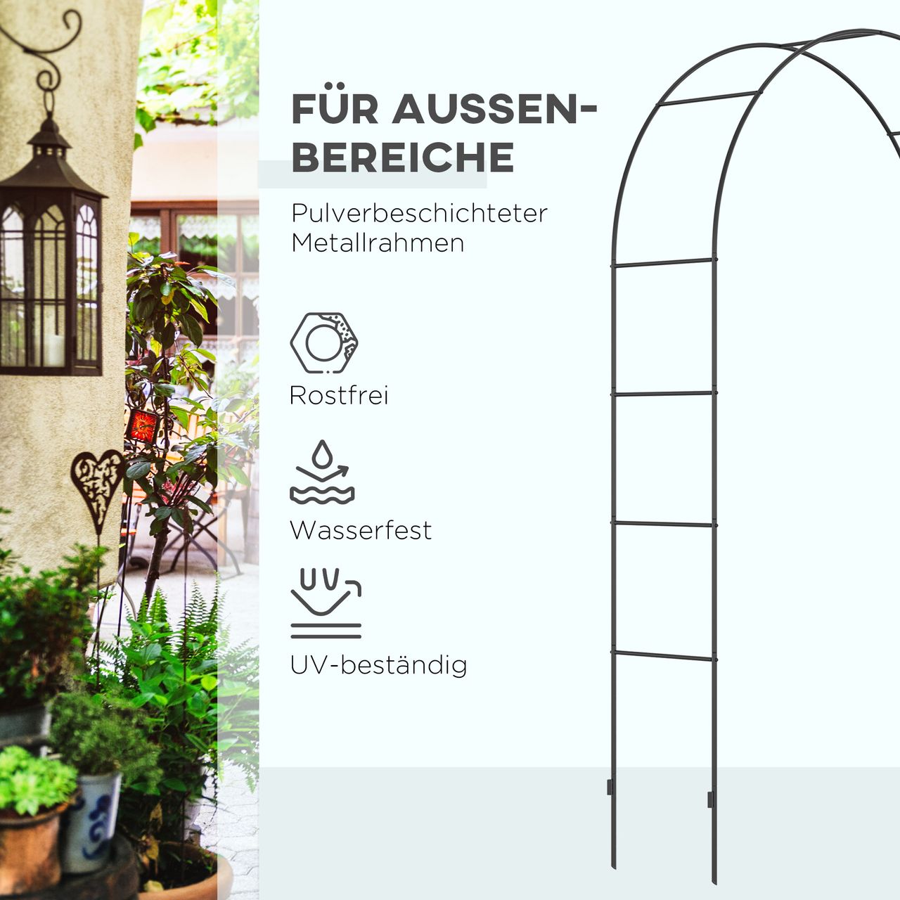 Outsunny Rosenbogen, Torbogen, Gartenbogen für Kletterpflanzen