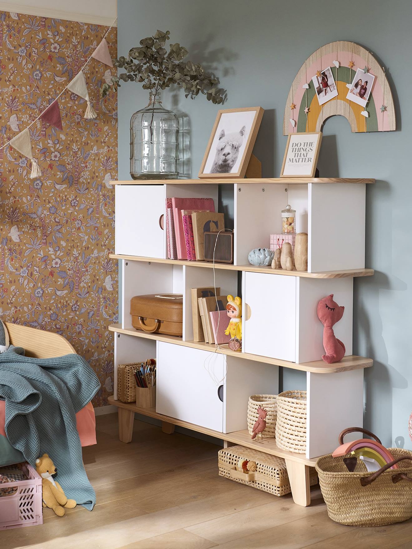 Vertbaudet Kinderzimmer Regal SEVENTIES - weiß/natur