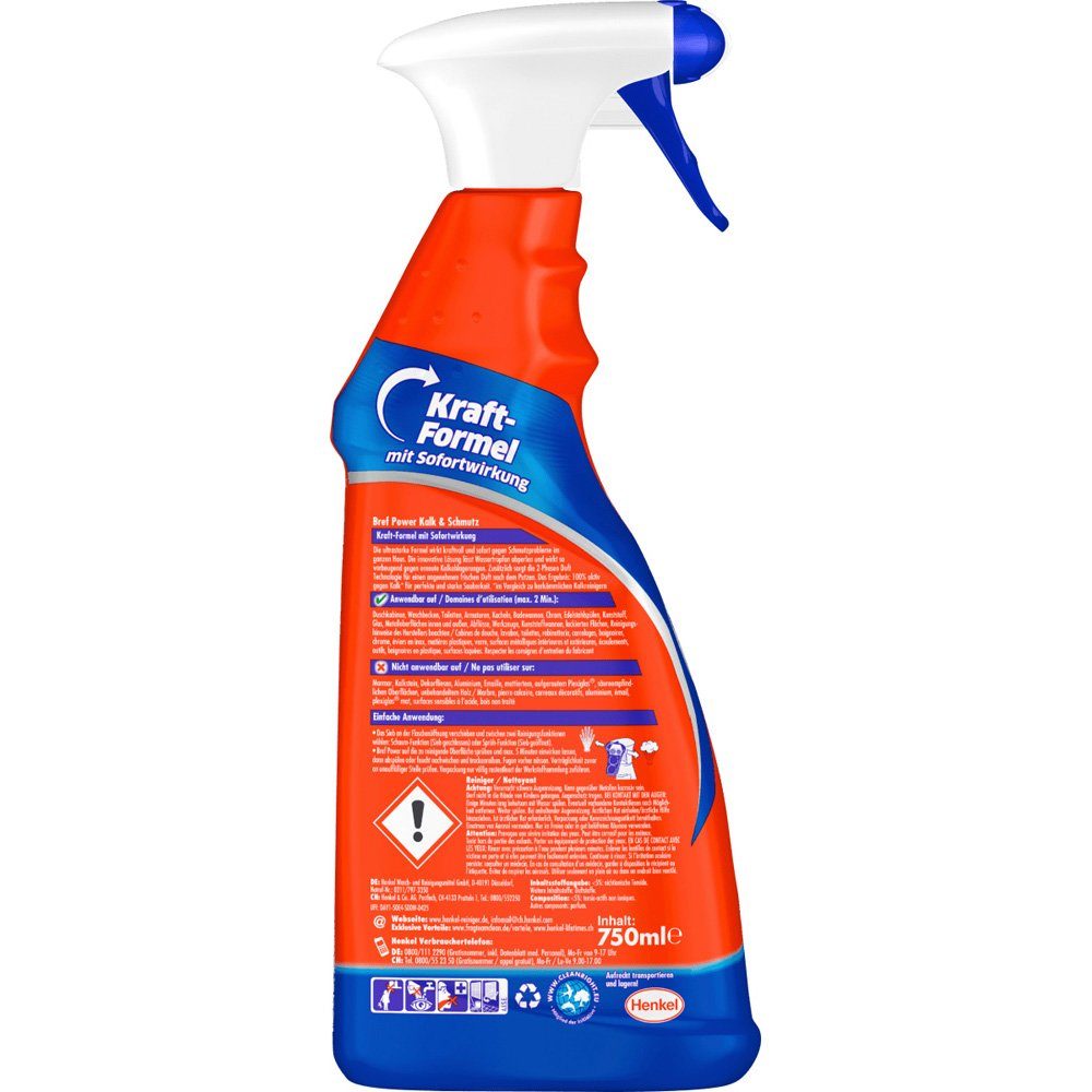 Bref Power Power gegen Kalk und Schmutz, Kalkreiniger, 750 ml Badreiniger