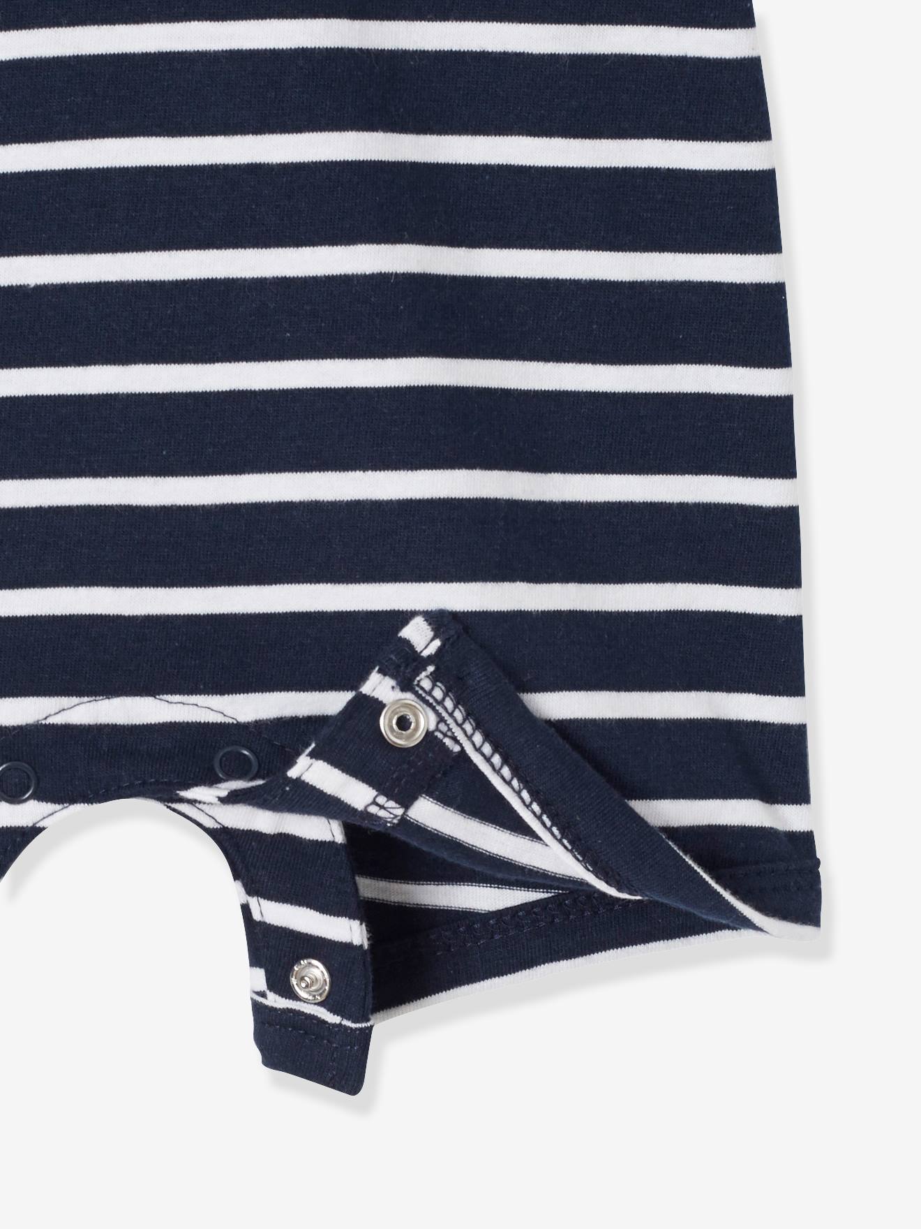 Combinaison de plage col polo bébé garçon bleu marine/blanc