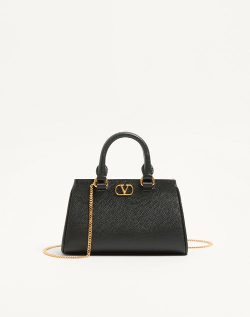 Bolsa Mini VLogo Signature em couro de bezerro granulado