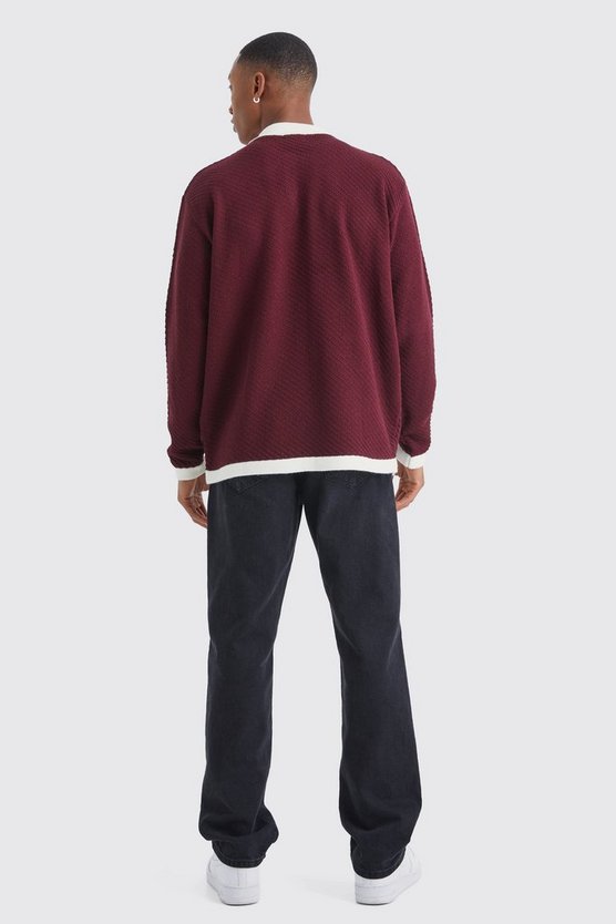 Langärmliges Oversize Poloshirt mit Kontrast-Kragen