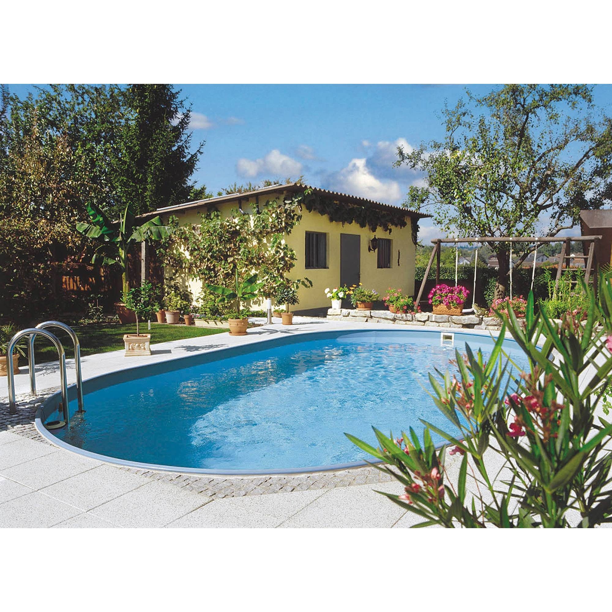 Planet Pool Ovalpool Stahlwandpool oval Exklusiv 600x320x150 cm, Stahl (Einzelbecken), verzinkte Stahlwand