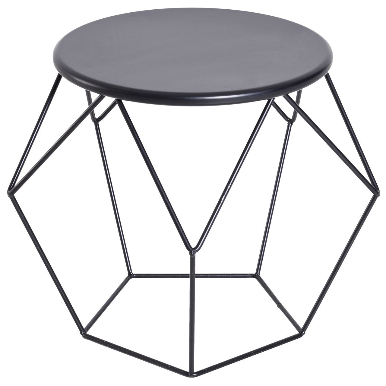 HOMCOM Couchtisch Beistelltisch Satztisch Nachttisch rund Aufbewahrung Metallkorb Wohnzimmer Schlafzimmer 51 x 51 x 44 cm