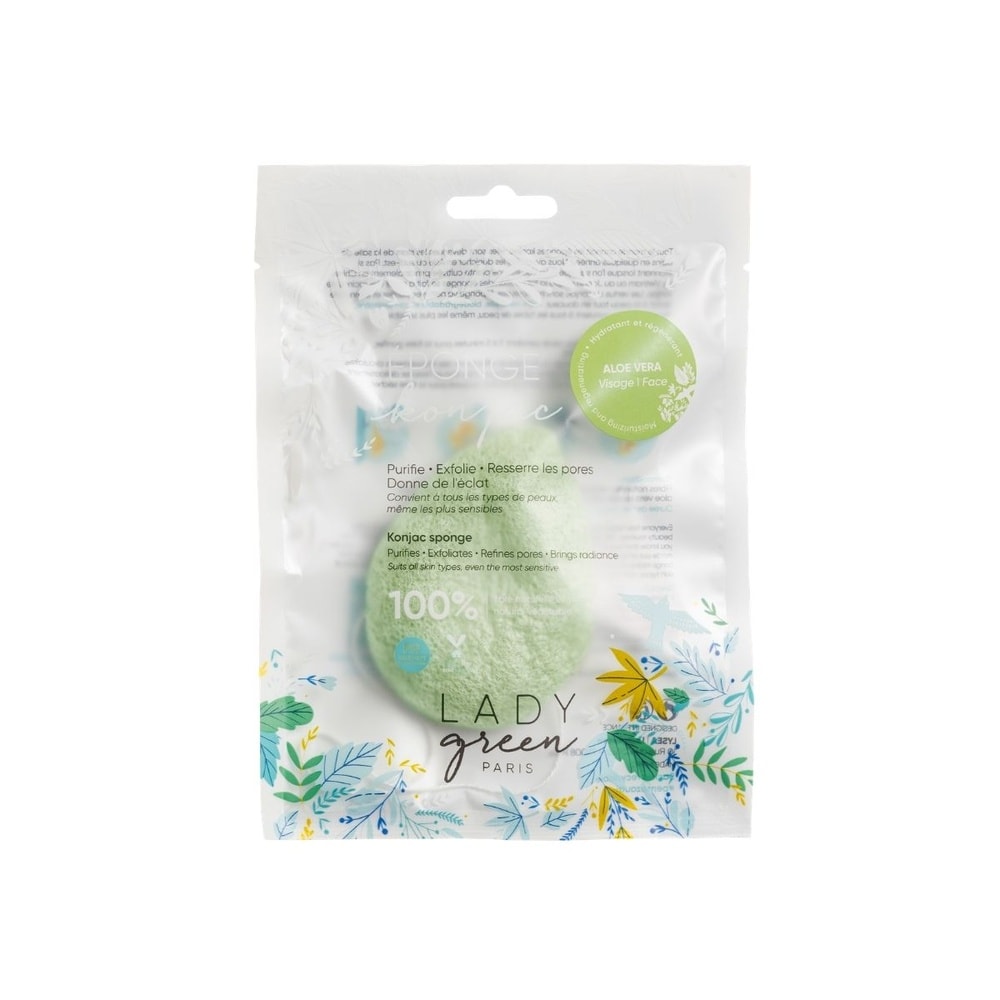 Lady Green Eponge Konjac Visage - Aloe Vera Eponge Konjac