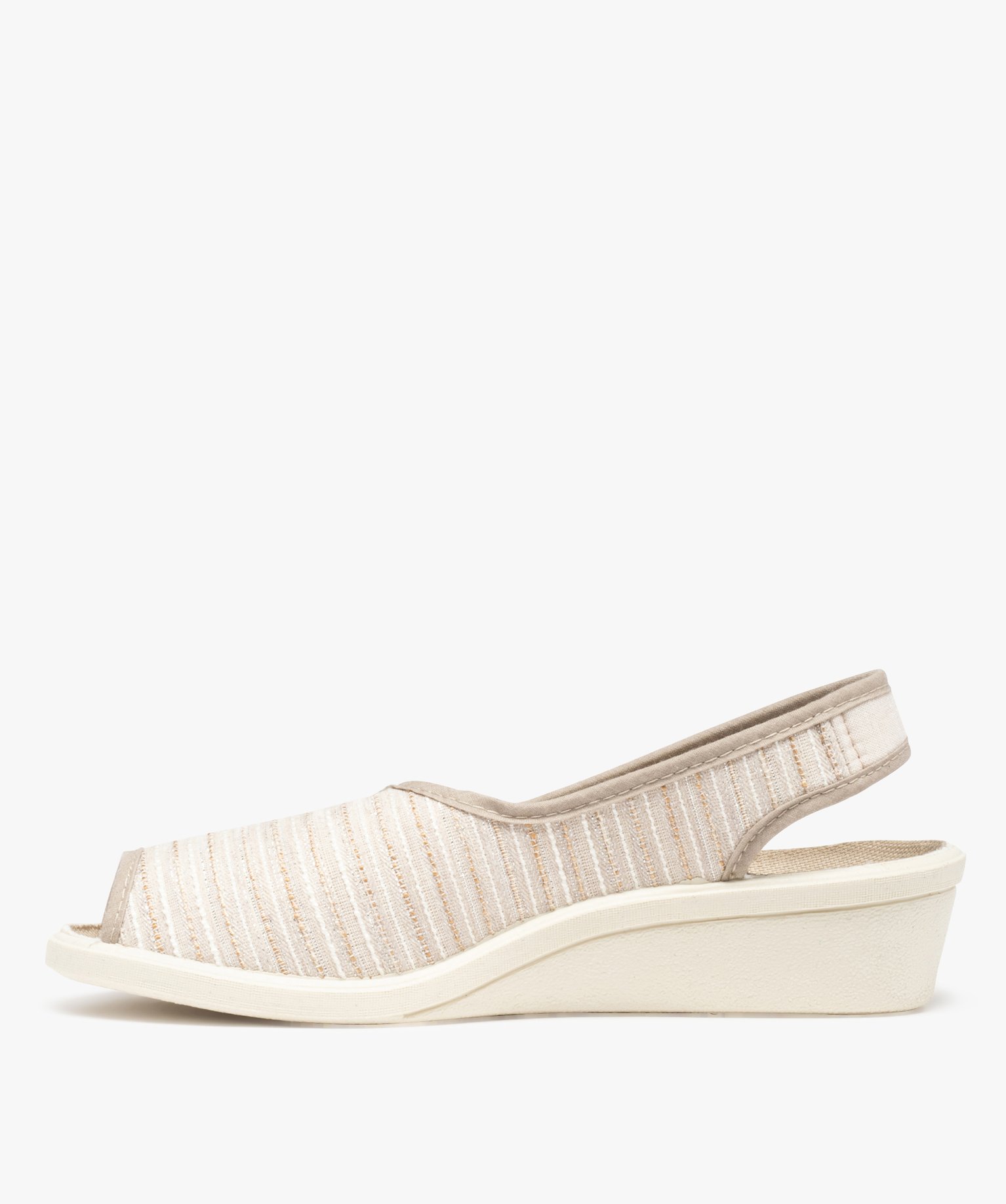Chaussures femme spécial confort avec dessus en toile beige | GEMO