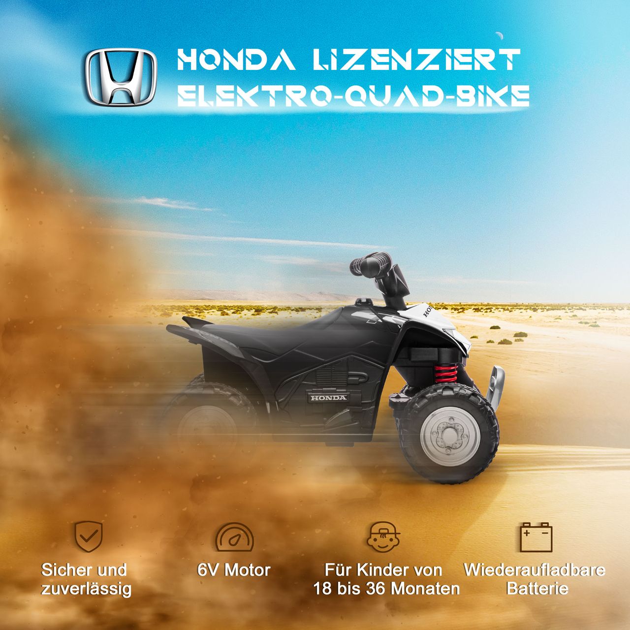 AIYAPLAY Elektro-Quad Miniquad Kinder Elektro ATV Kinderquad mit LED Schwarz
