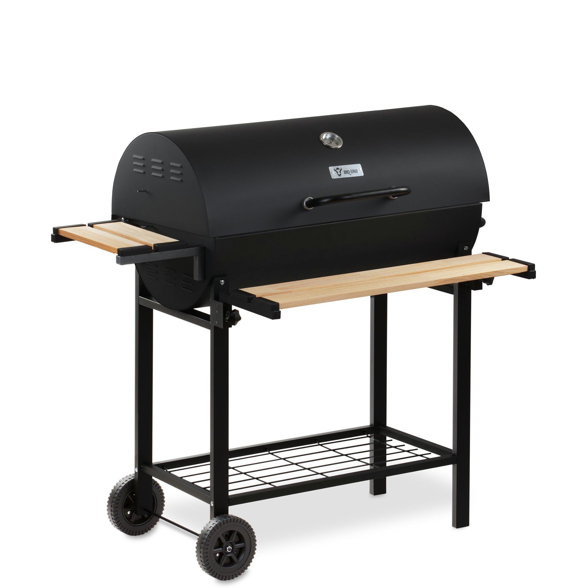 BBQ-Toro Holzkohlegrill Grillwagen, fahrbar, inkl. Thermometer, Smoker Grill