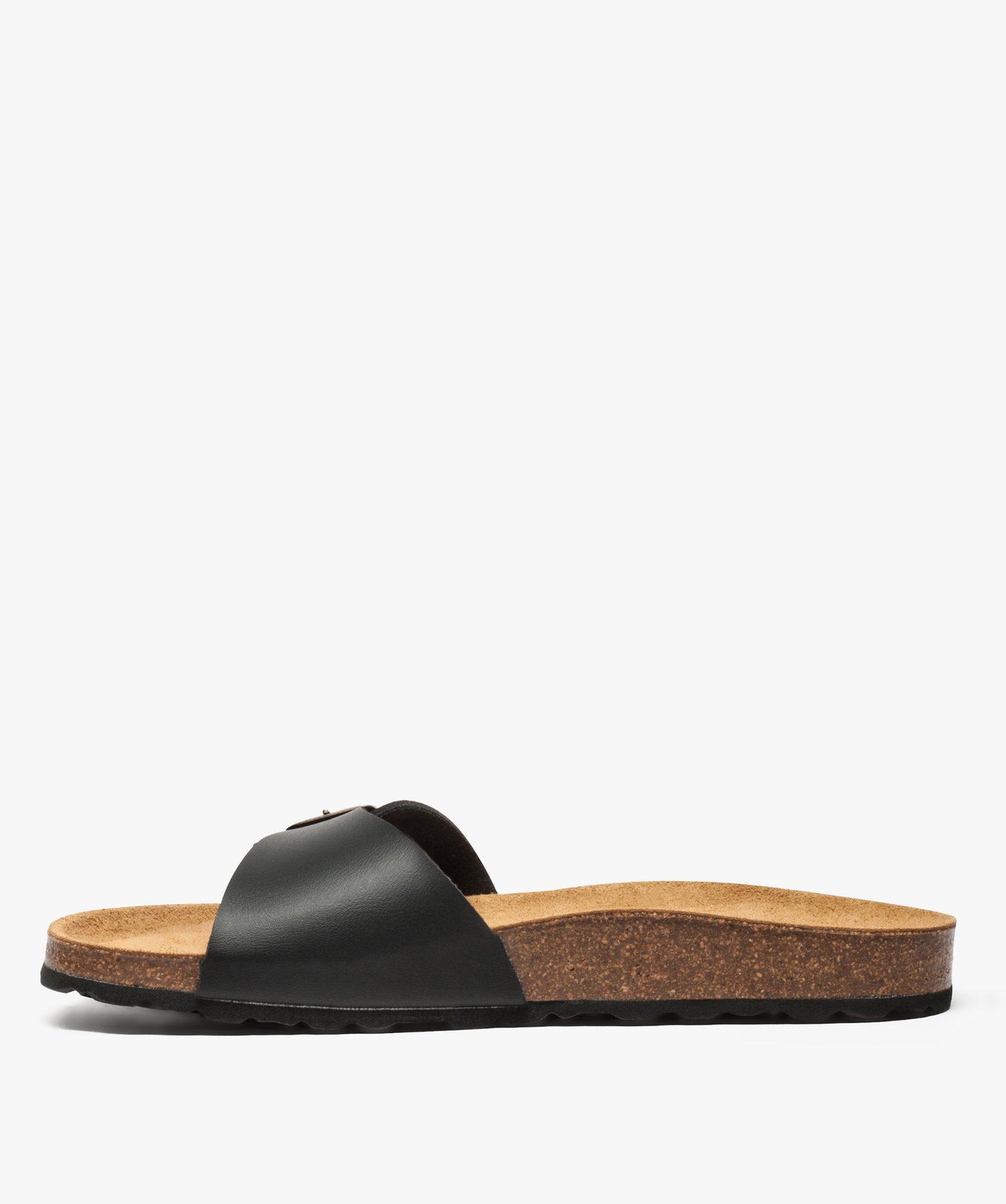 Sandales homme avec large bride à boucle noir | GEMO