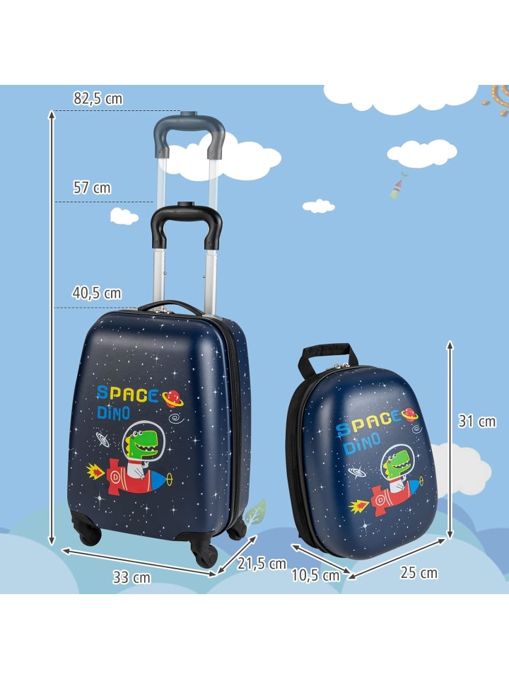 COSTWAY 2 tlg. Trolley mit Rucksack in Schwarz günstig kaufen onesize