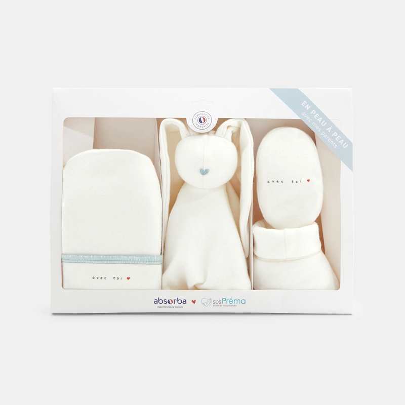 Kit peau à peau prématuré bleu naissance Absorba