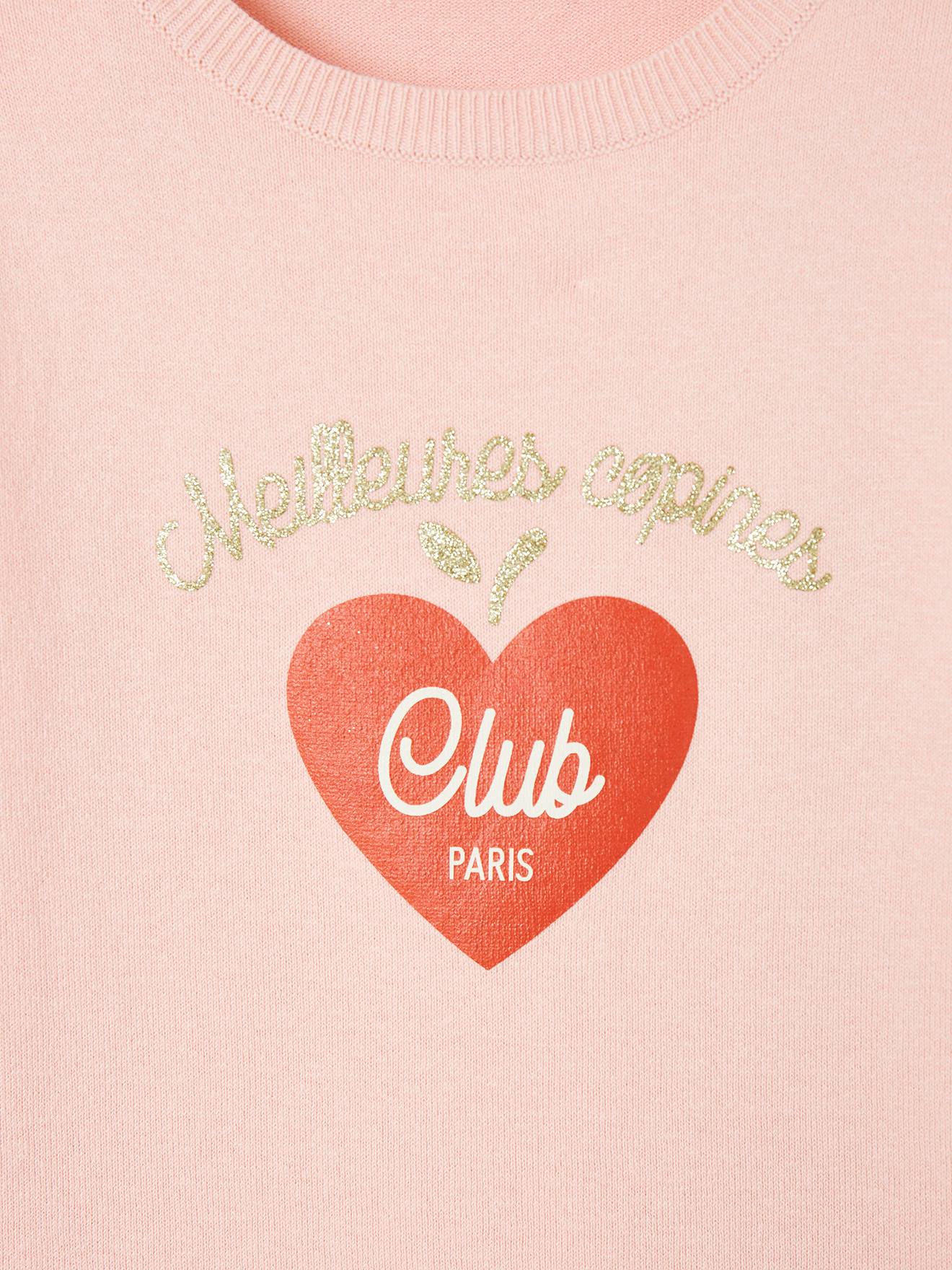 Pull Basics à message détails irisés fille framboise