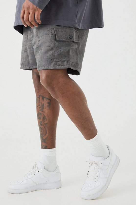 Plus strukturierte Cargo-Shorts mit elastischem Bund