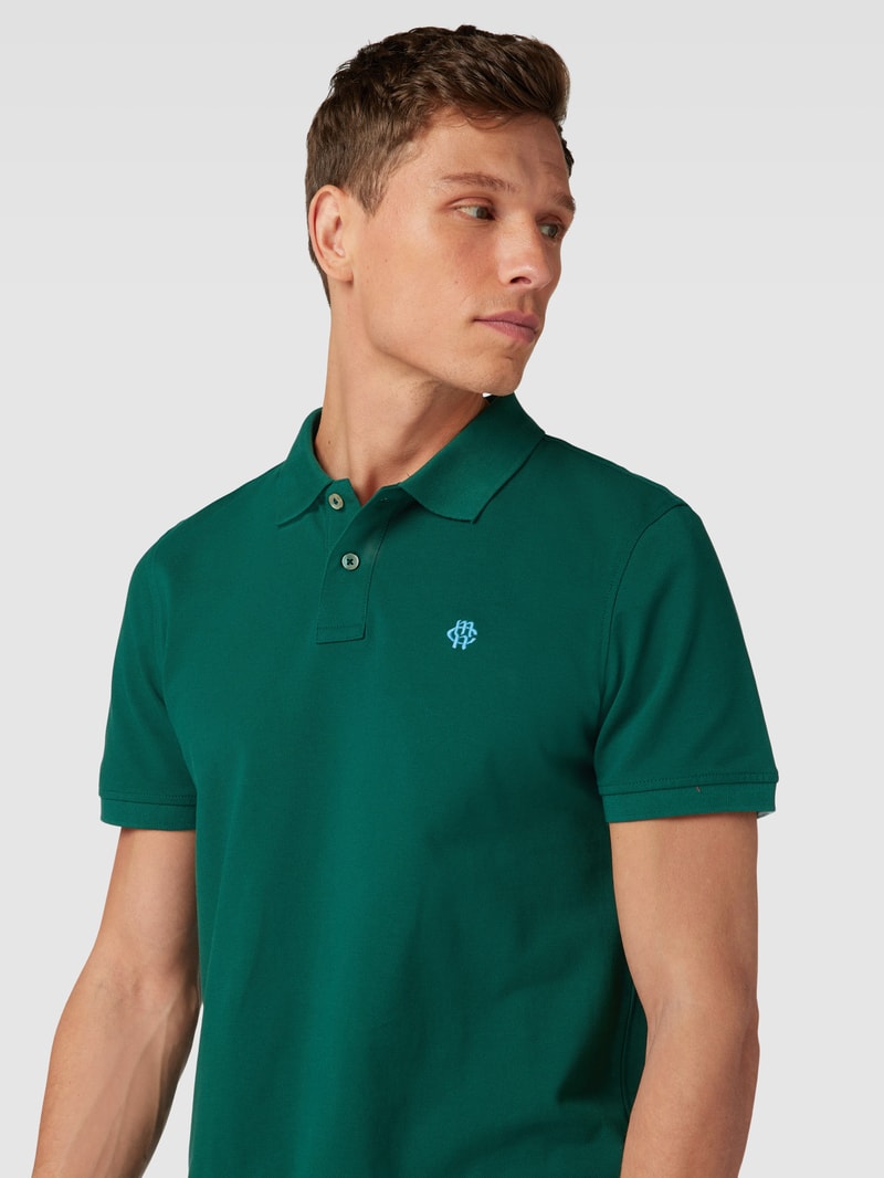 Poloshirt mit Label-Stitching in dunkelgrün