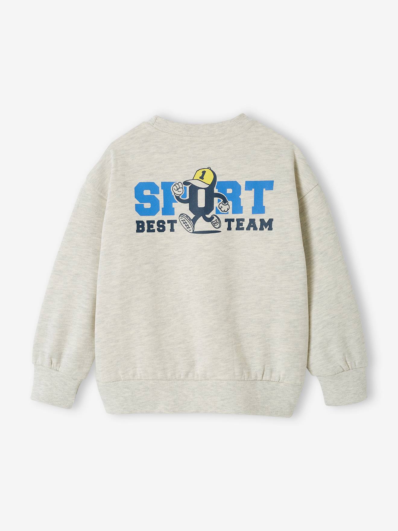 Vertbaudet Jungen Sport-Sweatshirt mit Print Oeko-Tex - weiß meliert