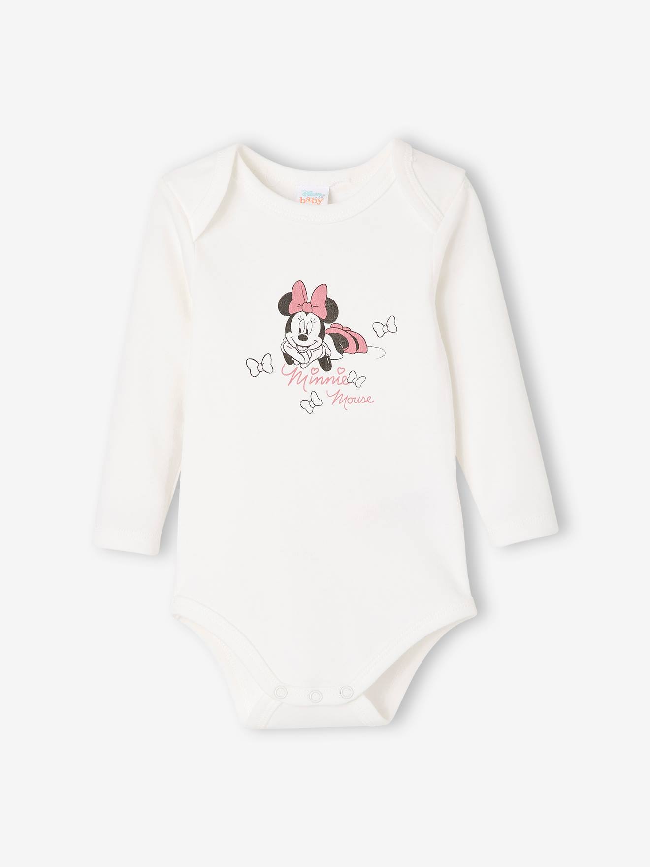 Lot de 2 bodies bébé fille DS® Minnie violet moyen uni avec decor