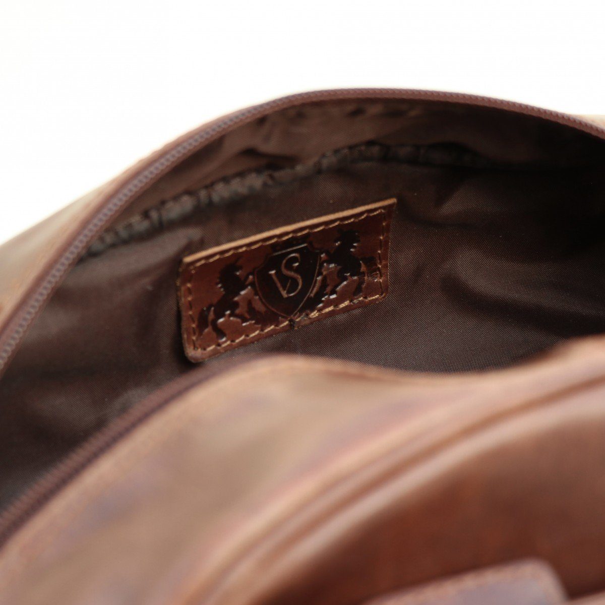 SID & VAIN Kulturbeutel Leder Kulturtasche Herren ALEX, Waschbeutel Echtleder für Herren, Kosmetiktasche braun-cognac