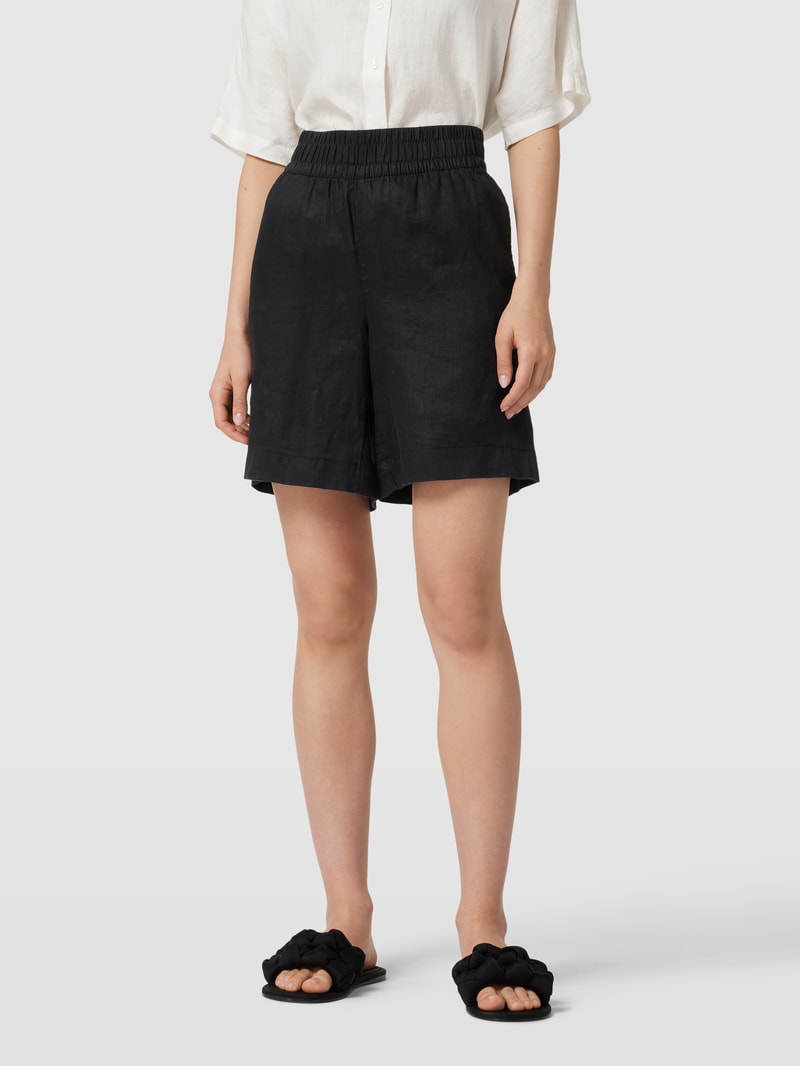 Shorts aus Leinen mit Eingrifftaschen in schwarz