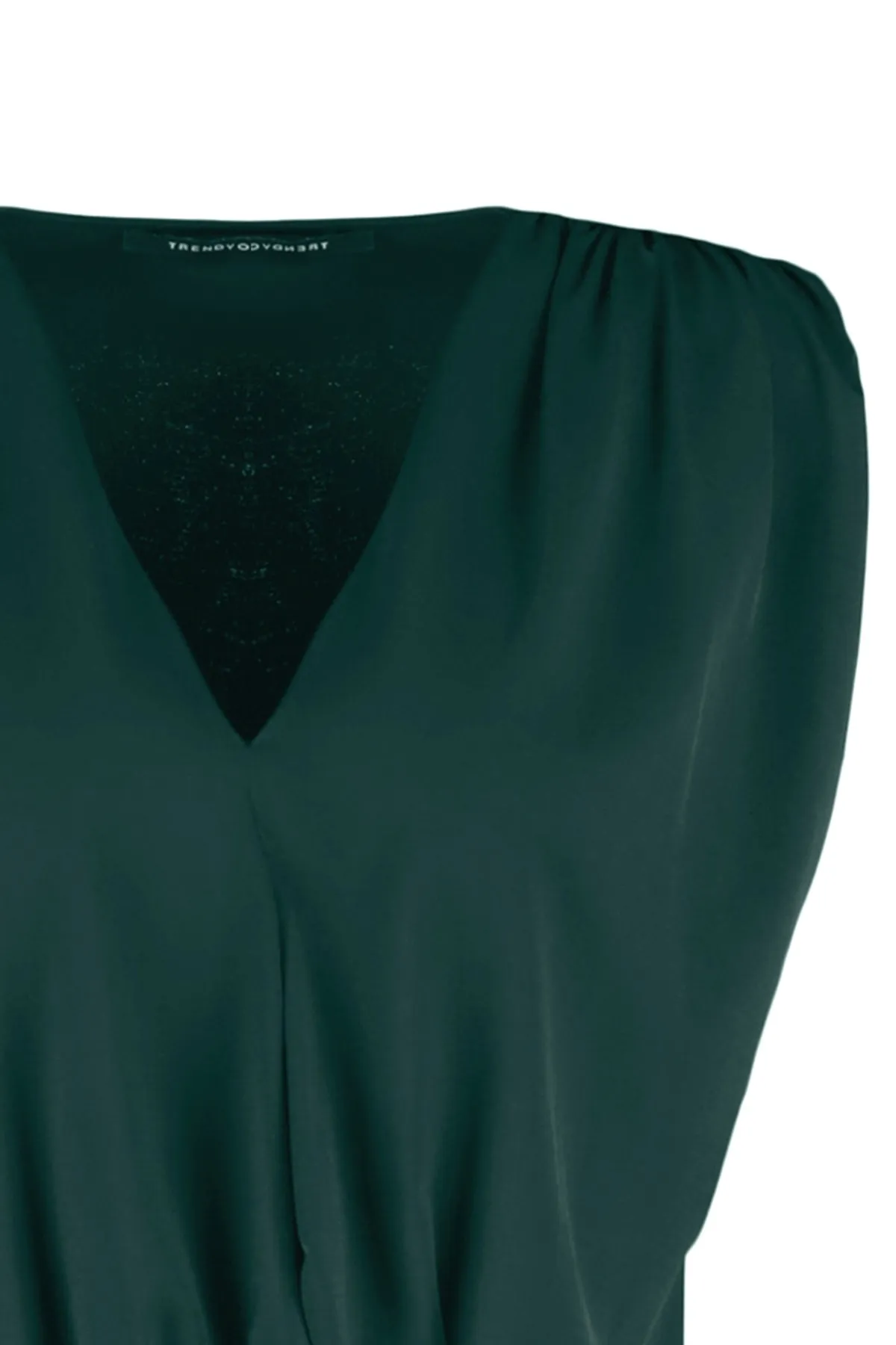 Trendyol Collection  Smaragdgrüner, gepolsterter, zweireihiger Kragen, flexibler Strickbody mit Druckknöpfen TWOSS23BD00007