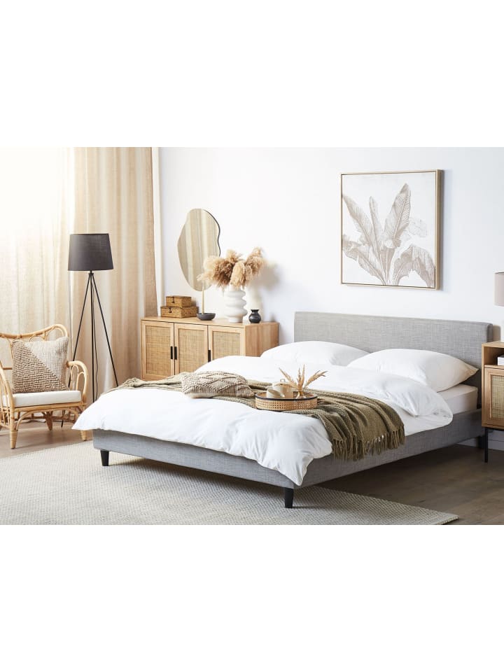 Beliani Doppelbett mit LED FITOU in Grau - (W) 170 x (H) 87 x (L) 214 cm günstig kaufen onesize