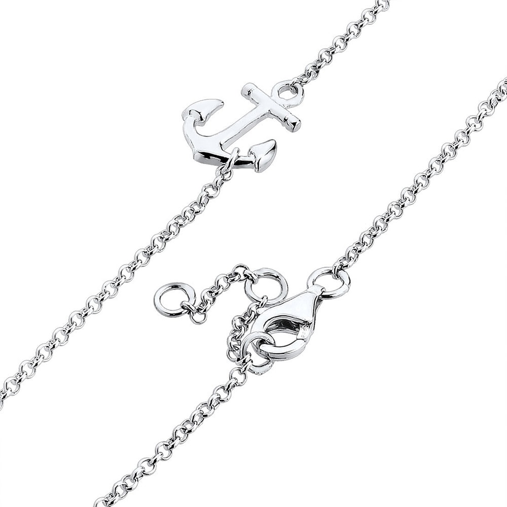 Elli Elli Bracelet de Cheville Femmes Pendentif Ancre Maritime Mer en Argent Sterling  Bijoux