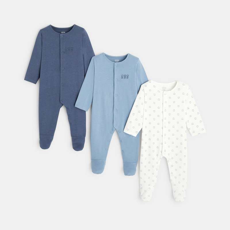 Dors-bien velours (lot de 3) bleu naissance