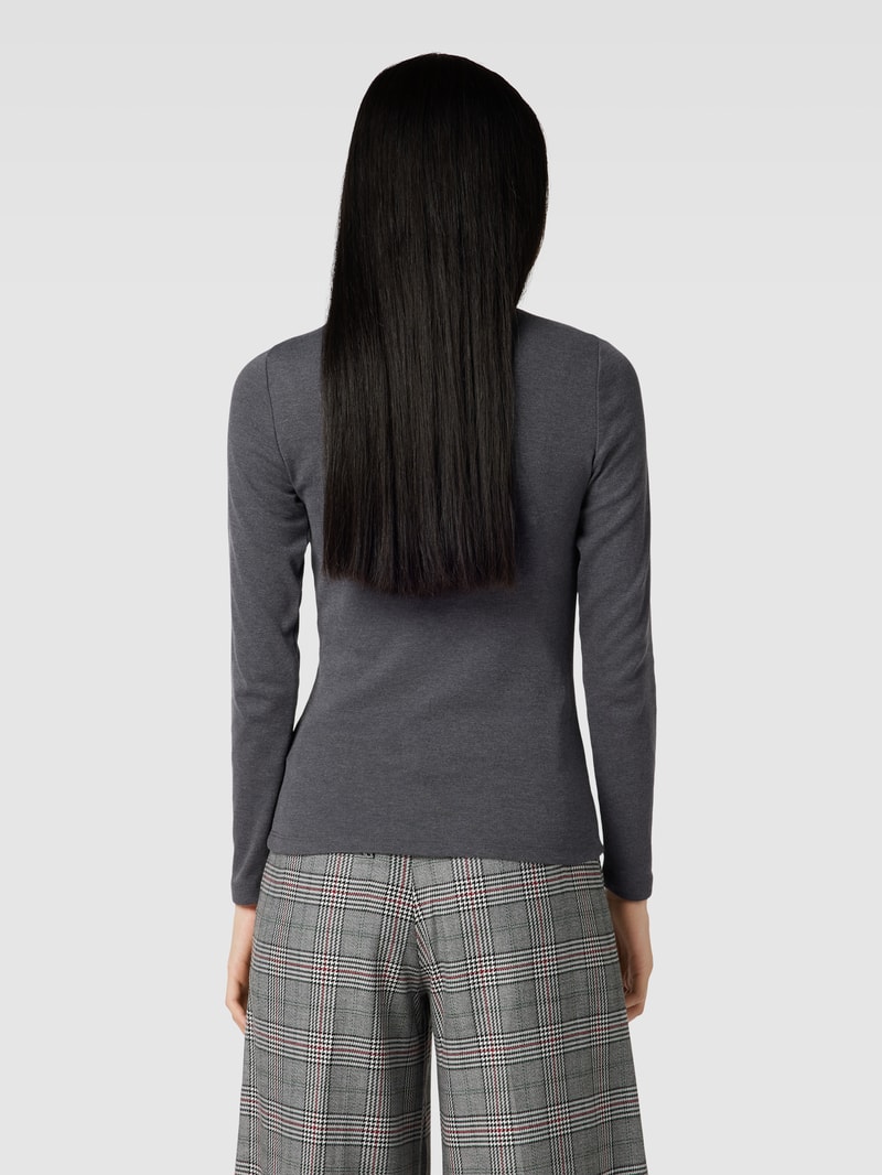 Longsleeve mit geripptem Rundhalsausschnitt in anthrazit meliert