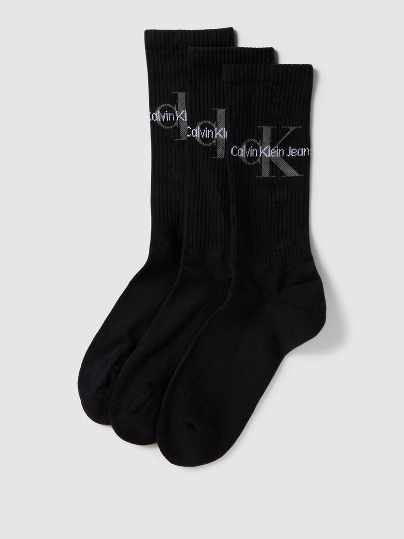 Socken mit Label-Detail im 3er-Pack Modell 'DESMOND' in black