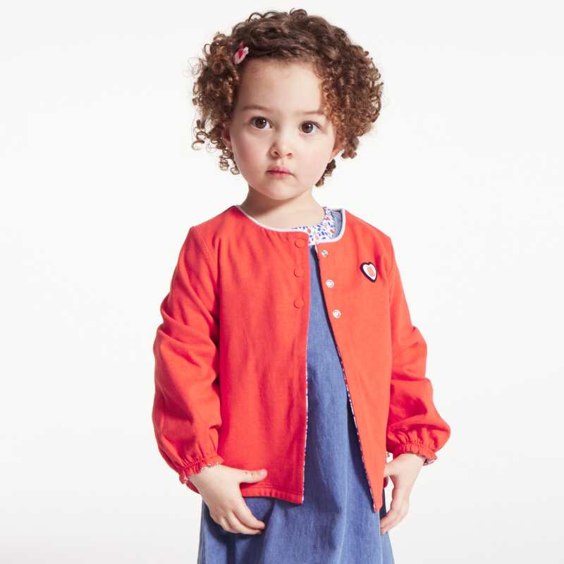 Gilet réversible fleuri rouge bébé fille
