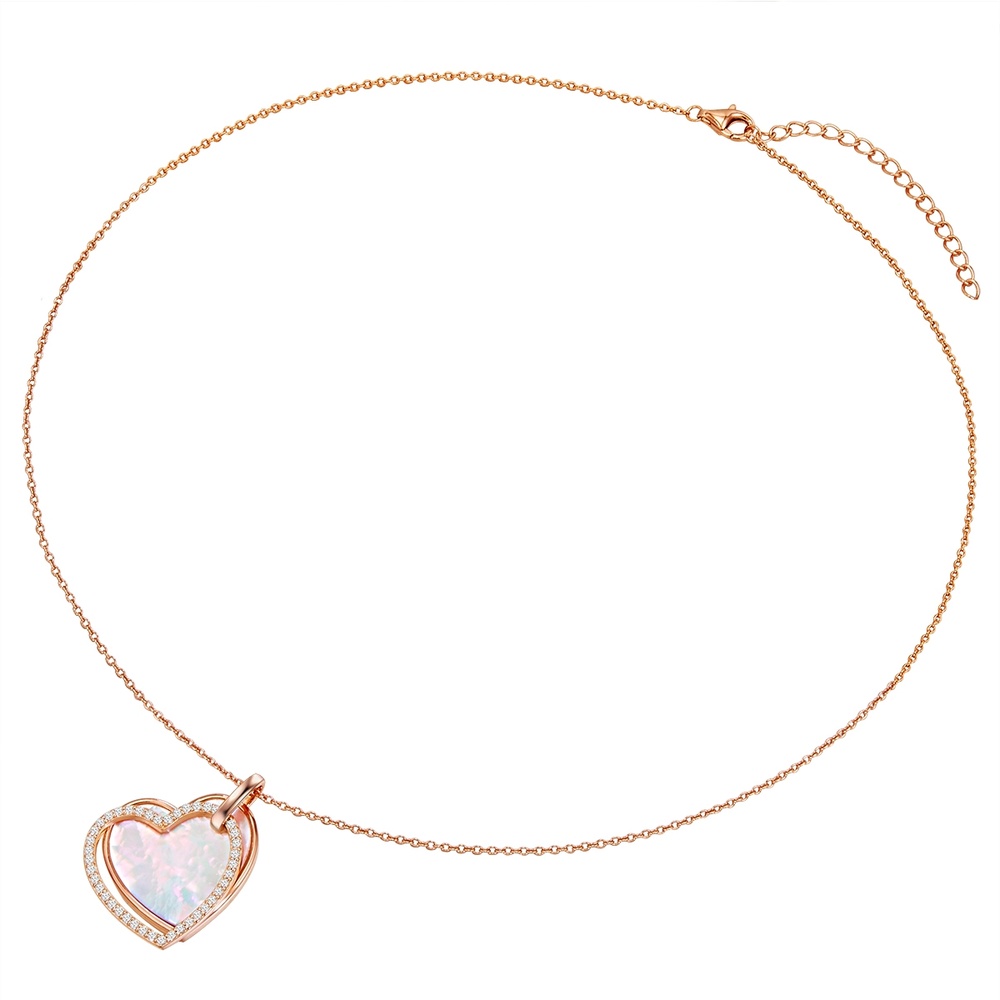 Rafaela Donata Collier en argent Coeur Argent sterling Oxyde de zirconium (CZ) Nacre en Or rose collier