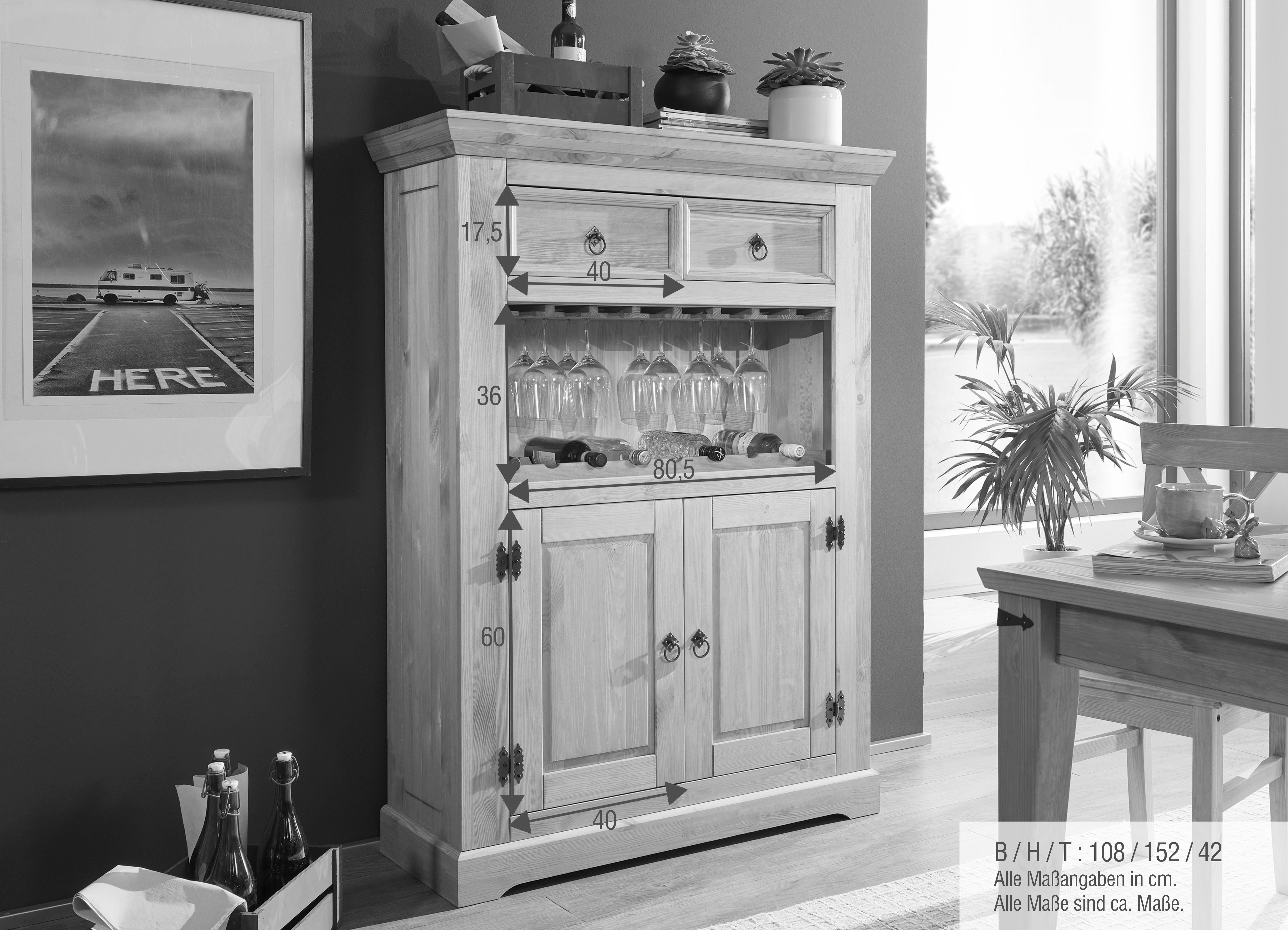 Woodroom Barschrank Visby mit Flaschenboden