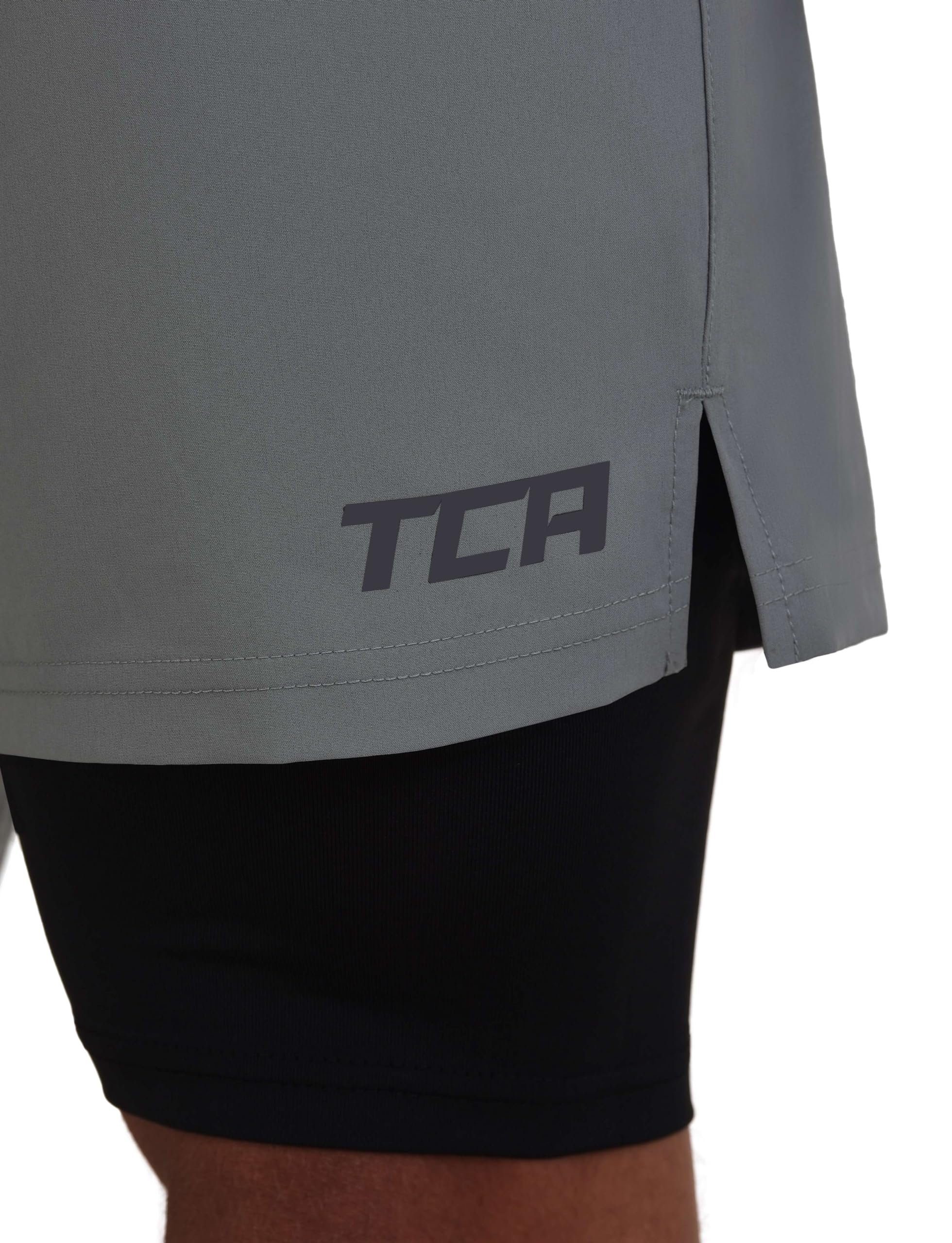 TCA Trainingsshorts TCA Herren 2-in-1 Laufhose mit Kompressionshose - Grau, XL