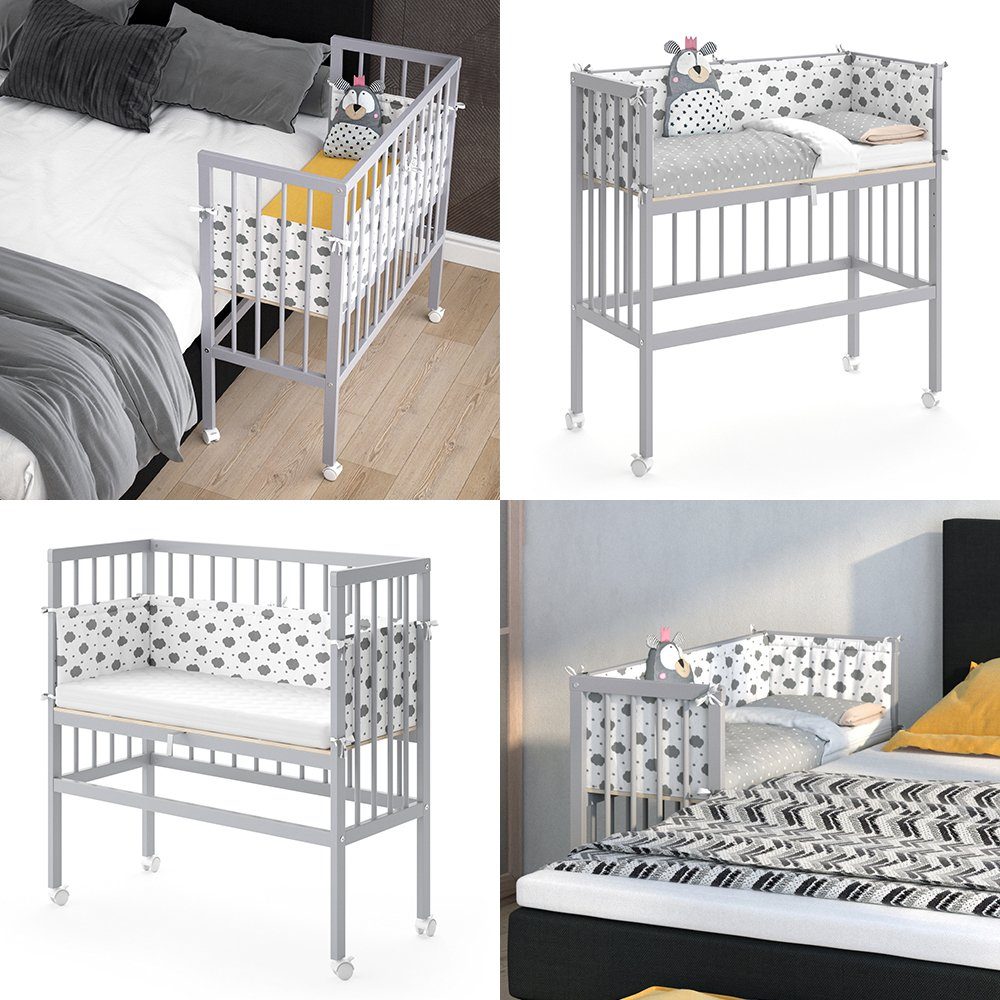 VitaliSpa® Beistellbett Babybett Stubenbett SOPHIE 93x46x75 Grau