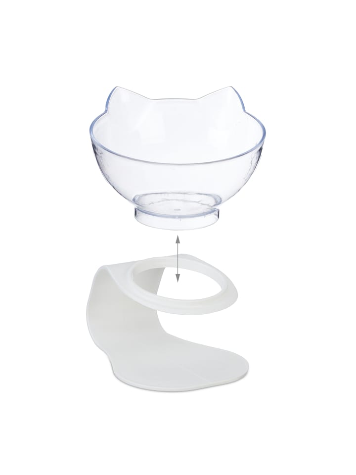 relaxdays 2 x Katzennapf in Weiß/ Transparent -  (B)13 x (H)15 x (T)15 cm günstig kaufen onesize