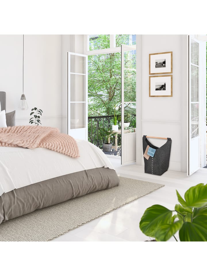 relaxdays Wäschesammler in Hellgrau/ Natur - (B)62 x (H)68 x (T)34,5 cm günstig kaufen onesize