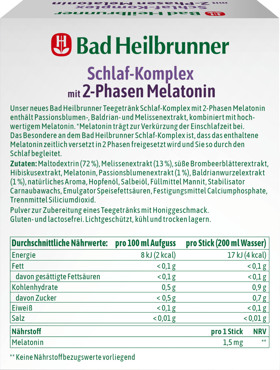 Kräutertee Schlaf-Komplex mit 2-Phasen Melatonin (10 Stück), 10 g