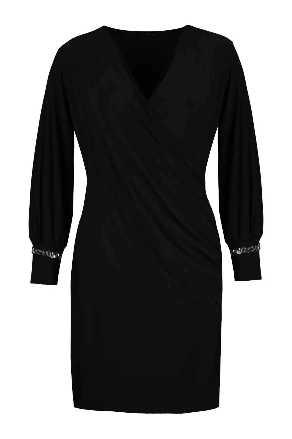 Trendyol Curve  Schwarzes Strickkleid mit Ärmeldetail TBBAW23AH00083