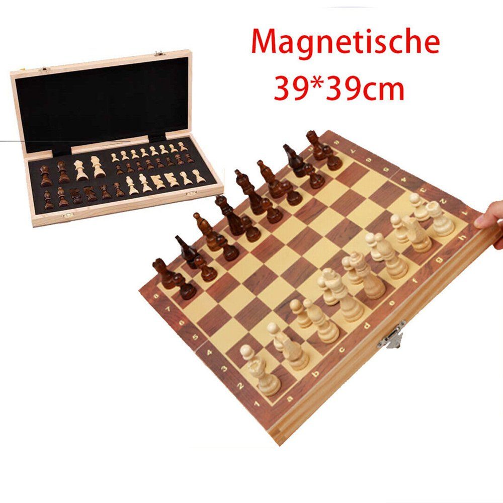 Dekorative Spieler Magnetische Holz Schach 39*39cm Schach Schachspiel mit Schachfiguren (1-tlg) Strategiespiele für Kinder