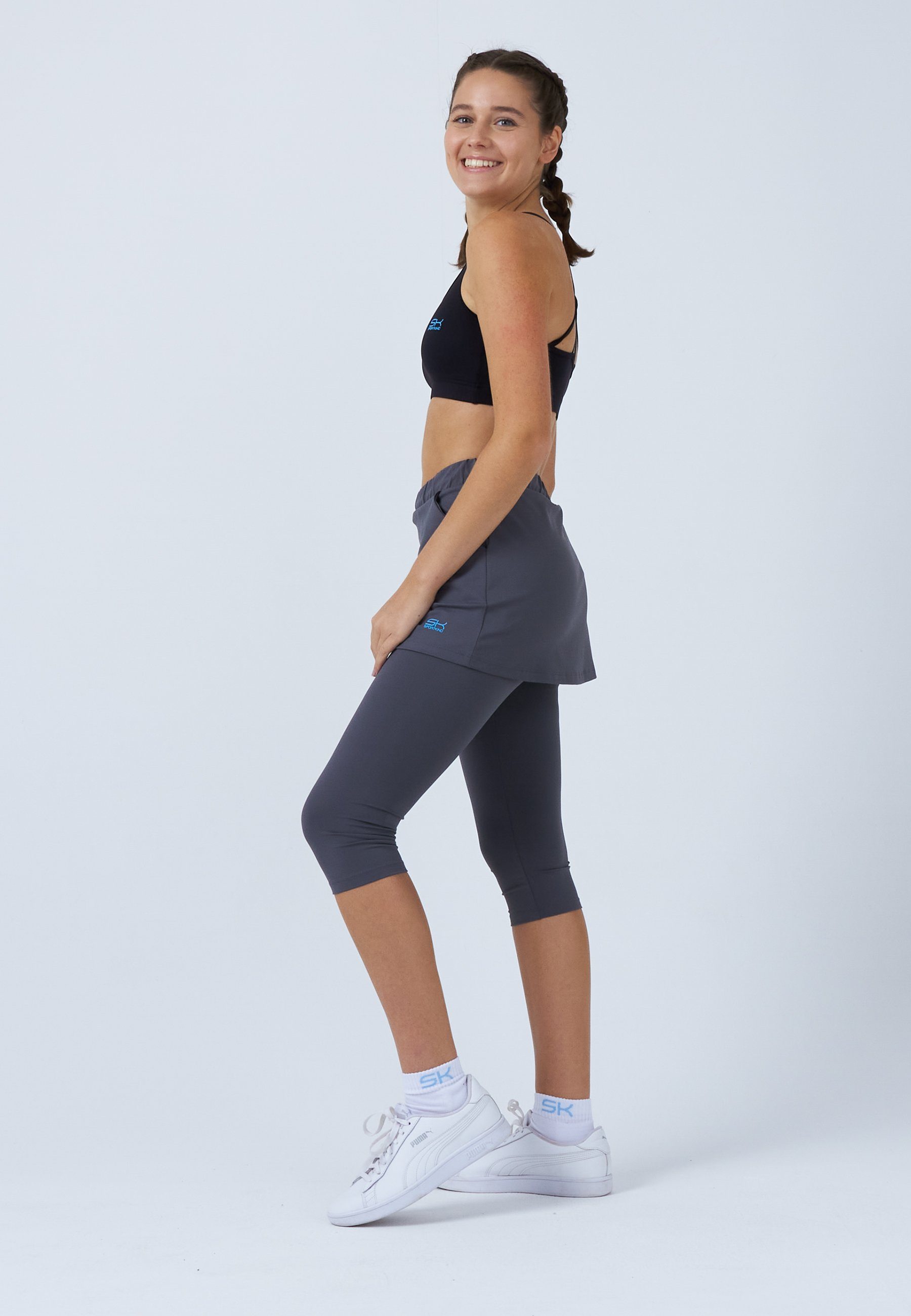 SPORTKIND Tennisrock 2-in-1 Skapri Rock mit Leggings Mädchen & Damen grau