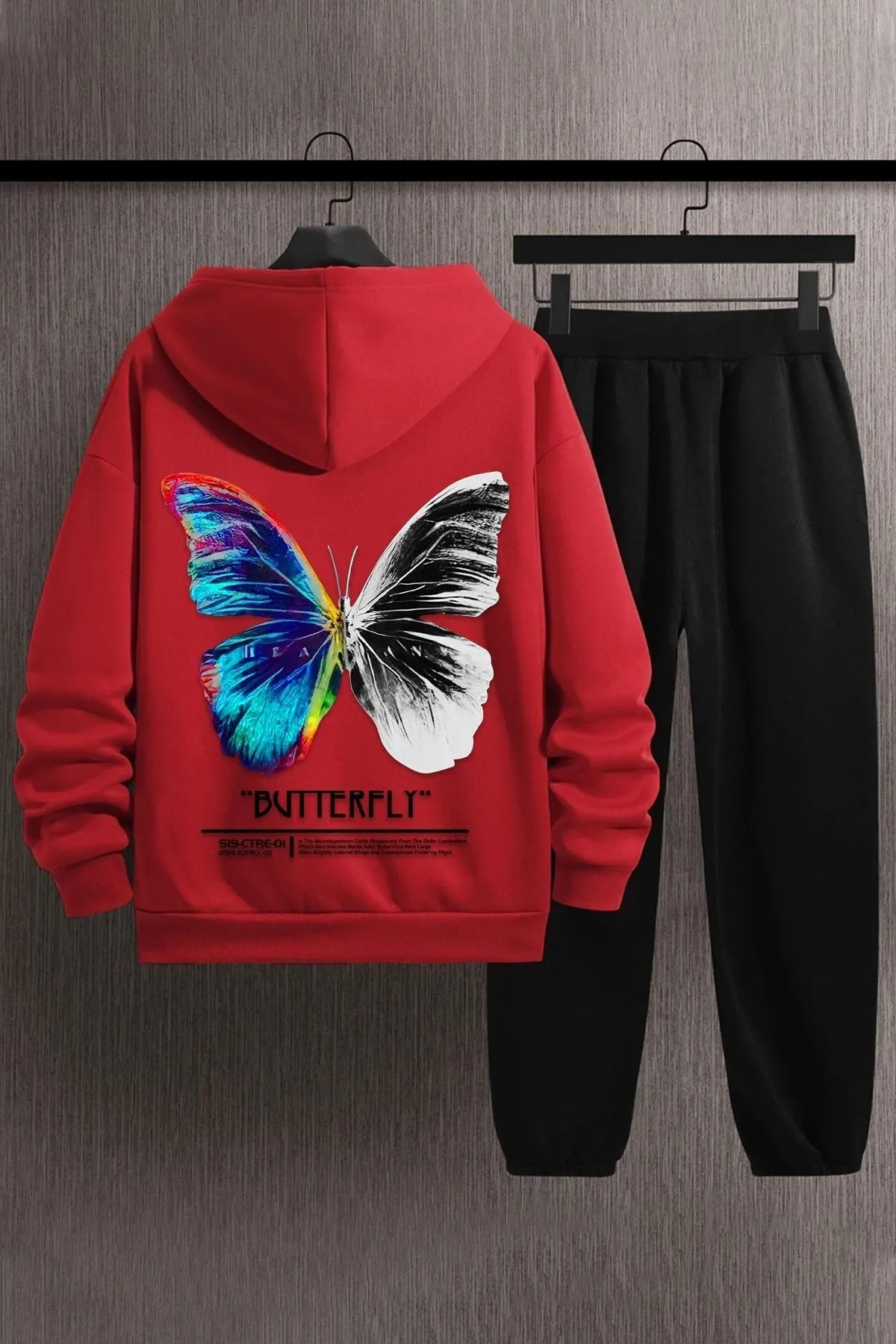 uyguntarz  Unisex-Trainingsanzug-Set mit Schmetterlingsdruck