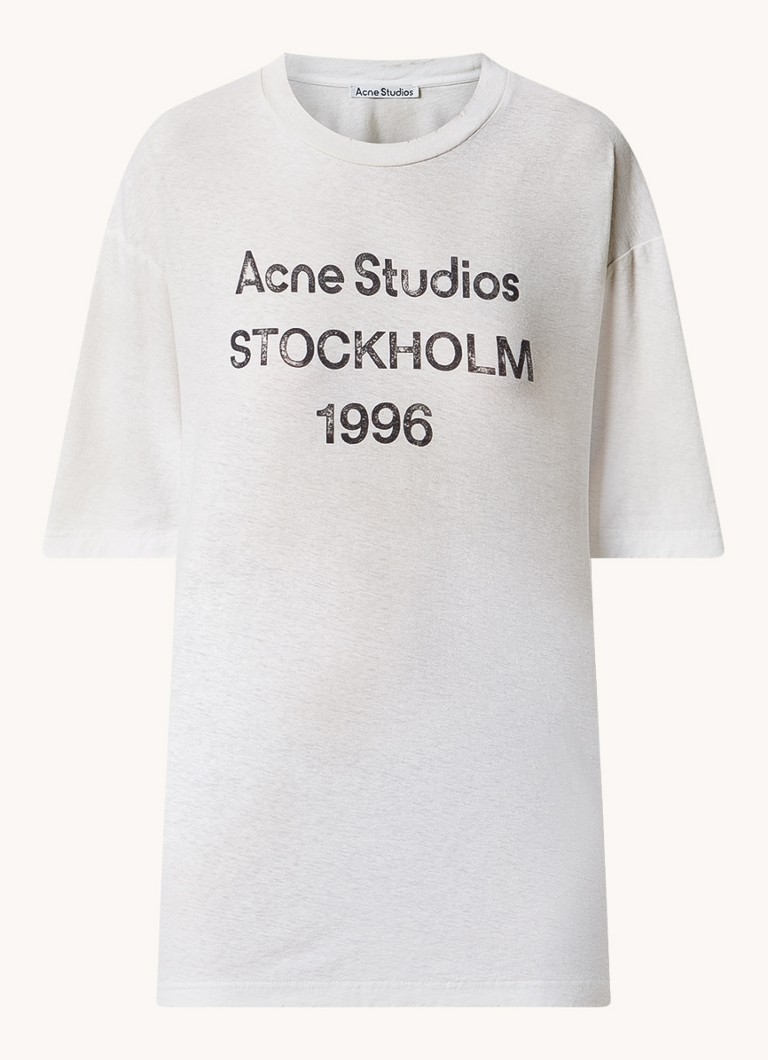 Acne Studios T-krekls ar logoprint un verwassen afwerking