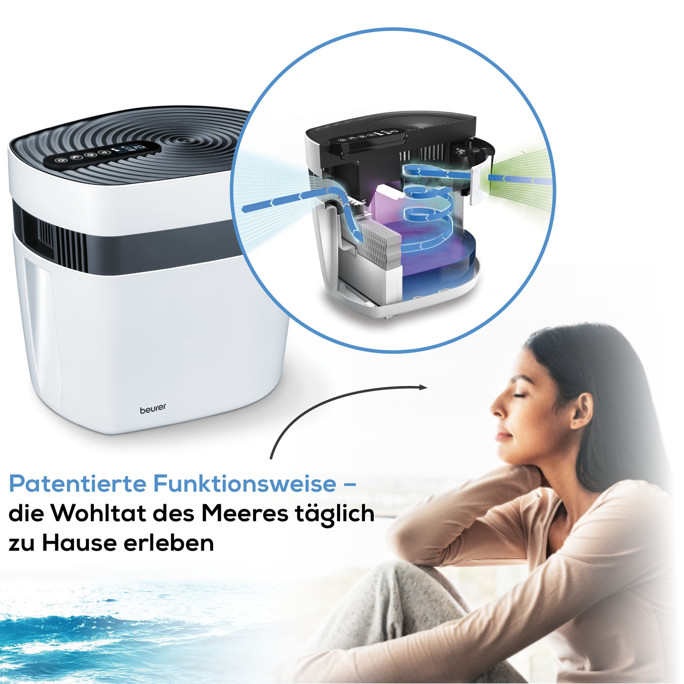 Beurer maremed® Meeresklimagerät-Meeresklimagerät mit Luftbefeuchtung & -reinigung für eine verbesserte Atmung