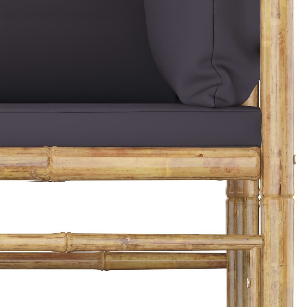 vidaXL Loungesofa 2-tlg. Garten-Lounge-Set mit Kissen Dunkelgrau Bambus, 1 Teile