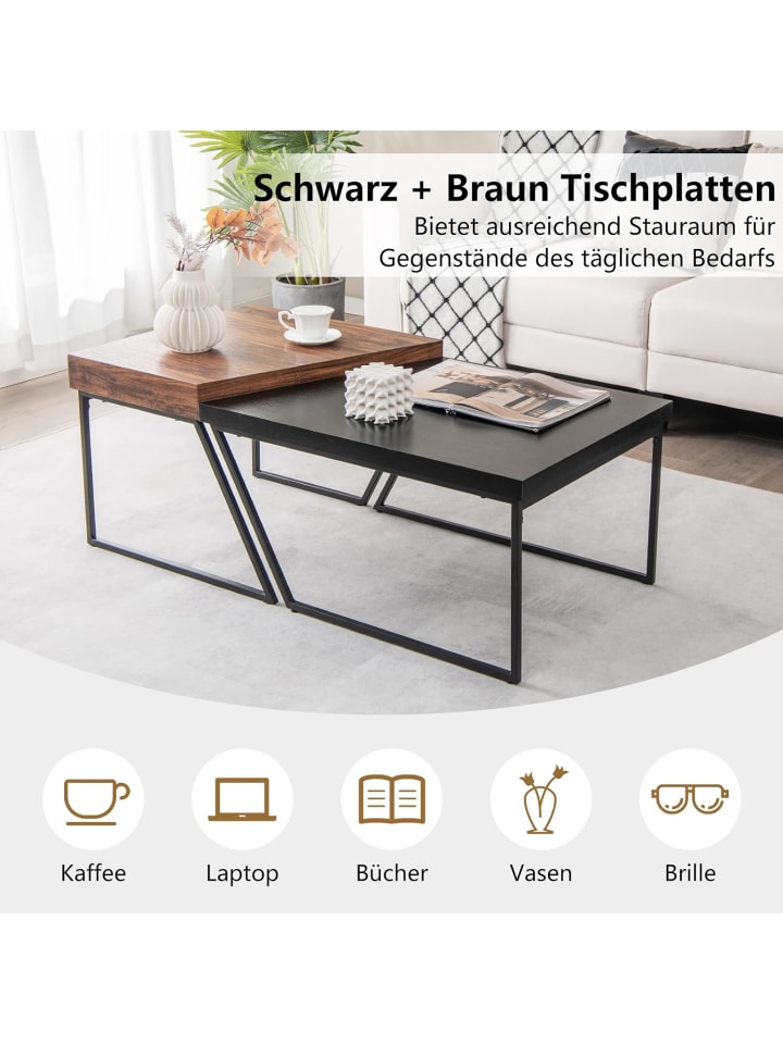 COSTWAY 2er Set Satztisch in Schwarz günstig kaufen onesize