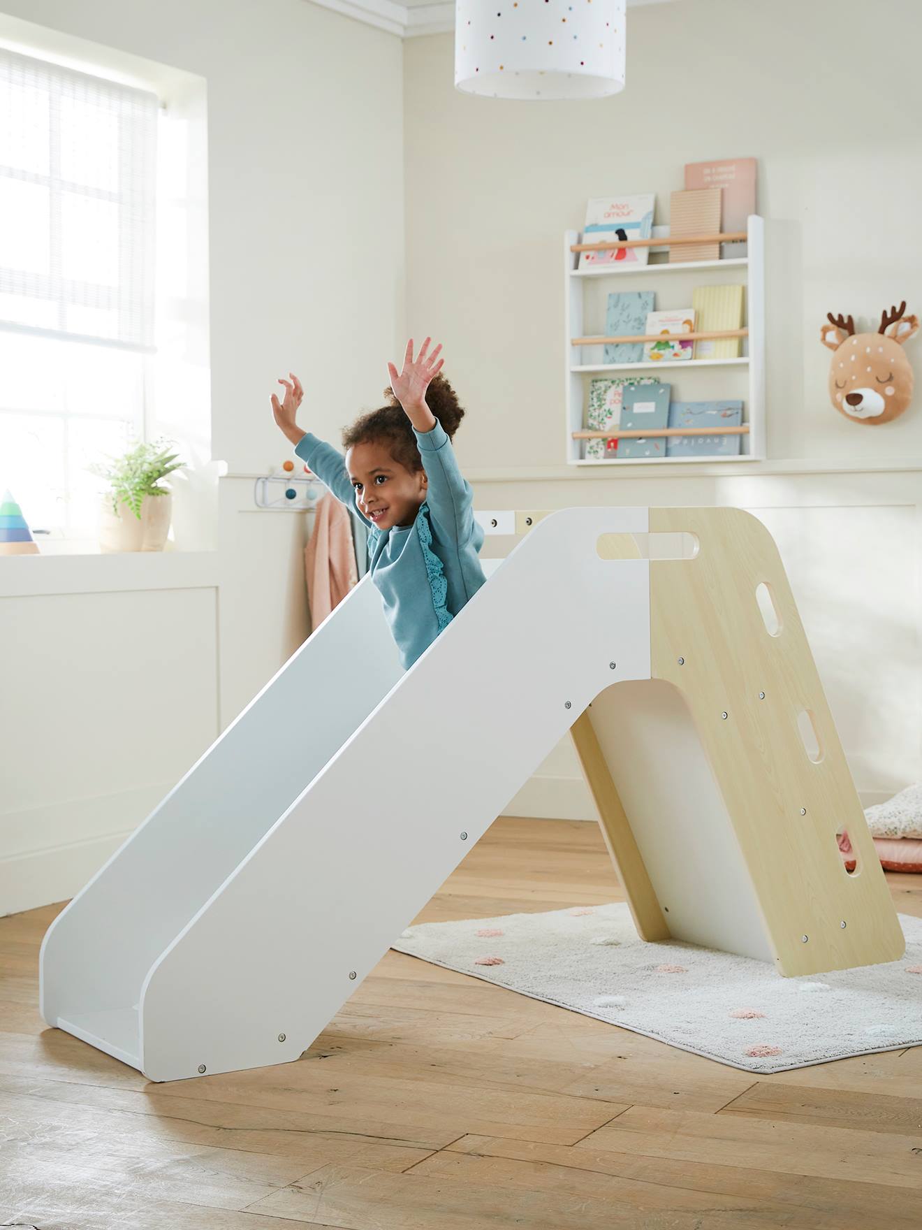 Toboggan bébé en bois FSC® blanc