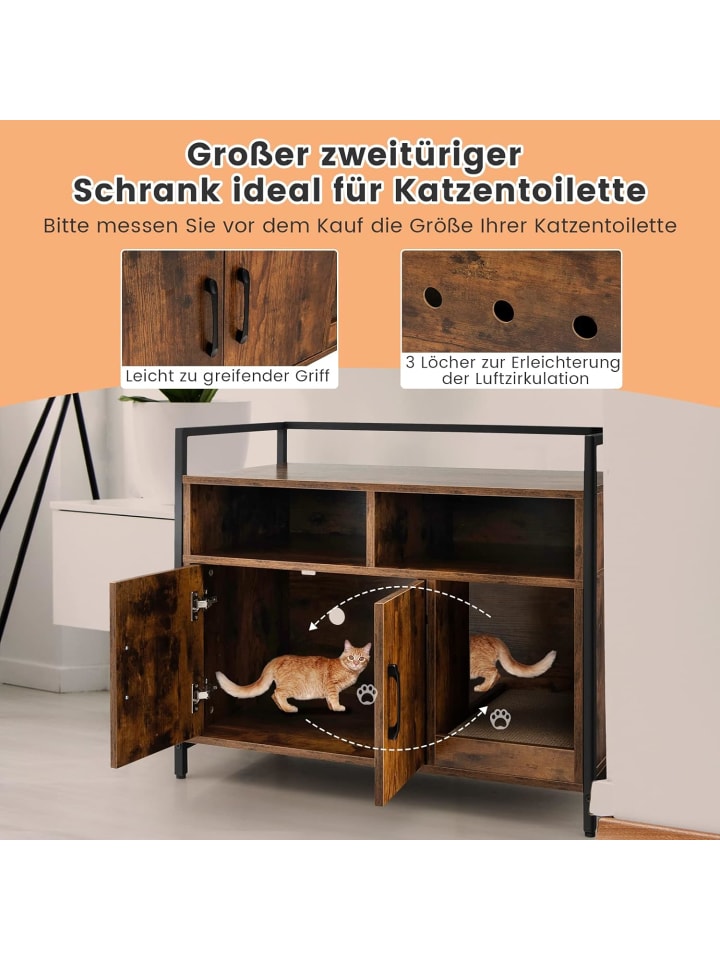 COSTWAY Katzenschrank in Braun günstig kaufen 45 cm