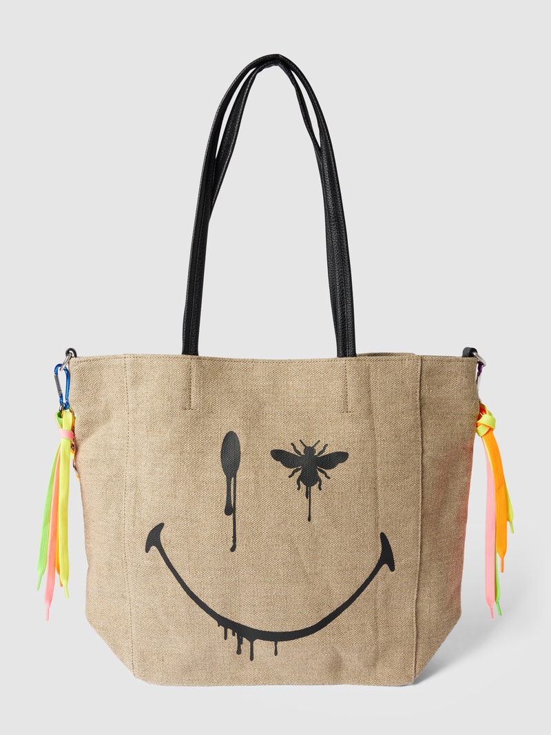 Shopper mit Motiv-Print in sand